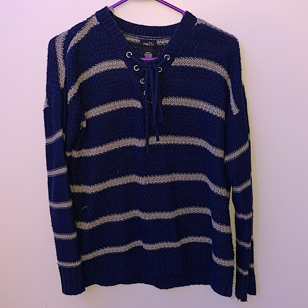 blue and grey sweater